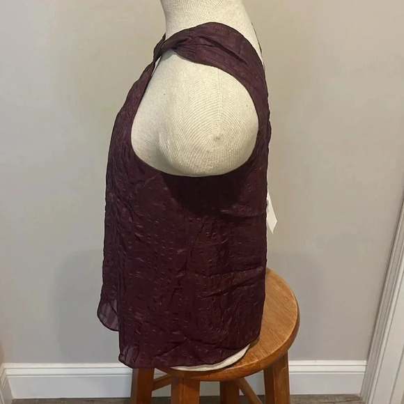 NWT!! Frame - Draped Textured Silk Halter Top in Cabernet Purple - Size XS - Picture 7 of 8